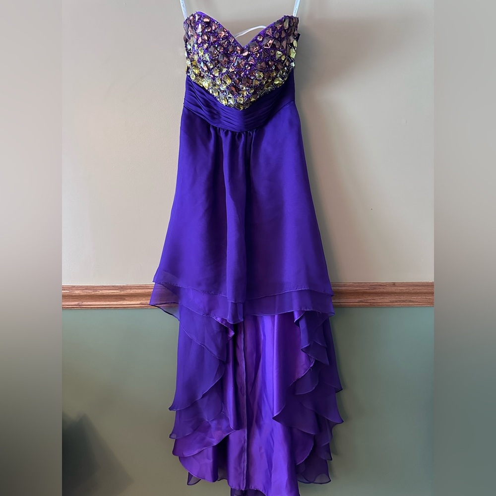 Studio 17 Purple Beaded High-Low Cocktail Dress prom dress